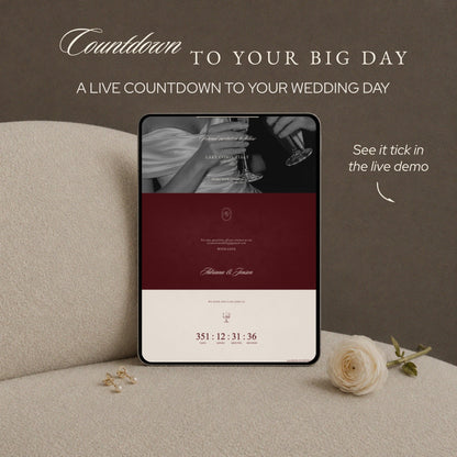 Live countdown to the wedding day shown on a tablet