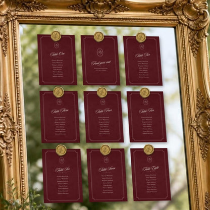 Old Money Classic seating chart cards template