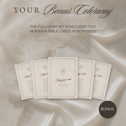 Bonus colorway: full ivory set of header and table cards in both sizes